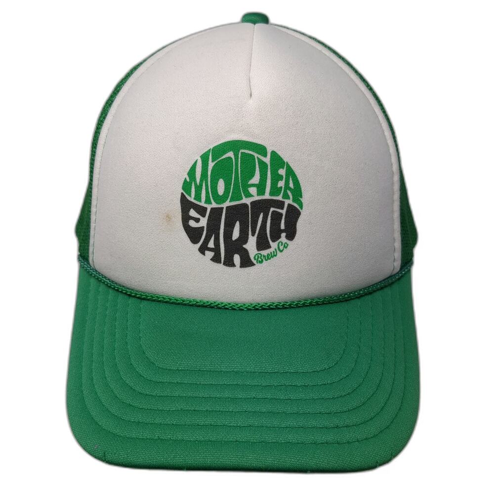 Otto Trucker Hat Green OSFM Mother Earth Brew Co Beer Mesh Snapback Foam Logo